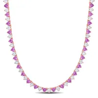 Julianna B Sterling Silver Created Pink and Created White Sapphire Necklace 18