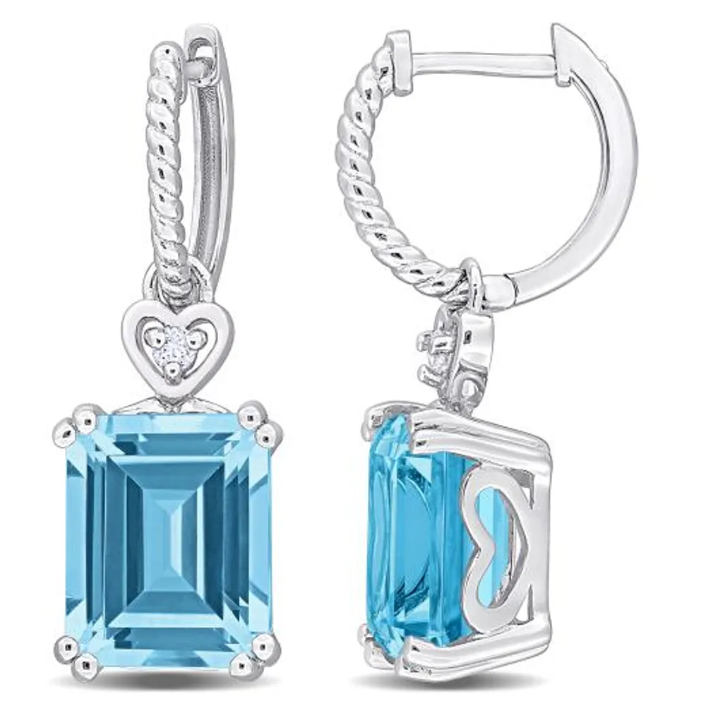 Julianna B Sterling Silver Sky Blue Topaz and White Topaz Earrings