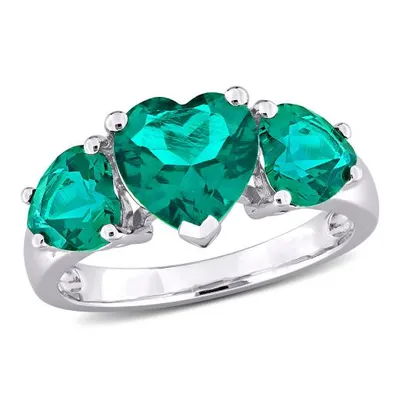 Julianna B Sterling Silver Created Emerald Heart Ring