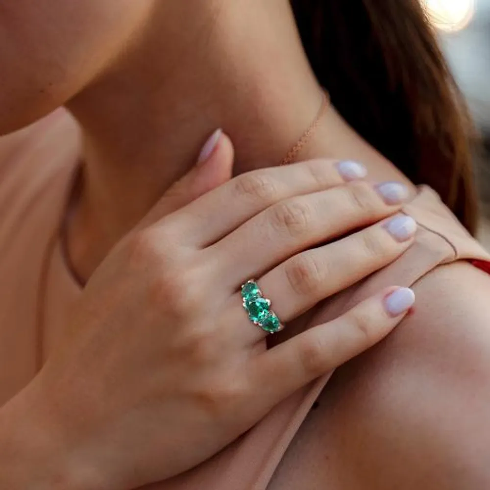 Julianna B Sterling Silver Created Emerald Heart Ring