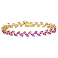 Julianna B Yellow Plated Sterling Silver Created Pink Sapphire Bracelet 7.25