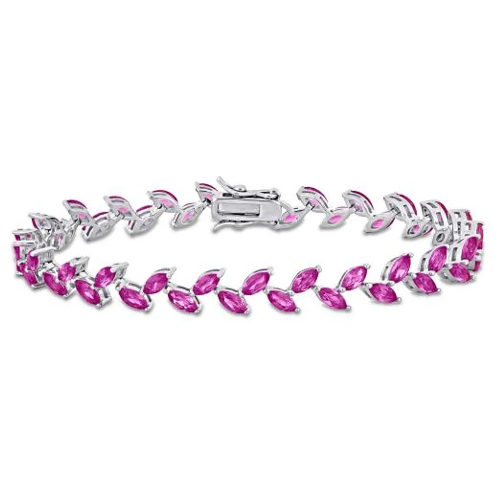 Julianna B Sterling Silver Created Pink Sapphire Bracelet 7.25