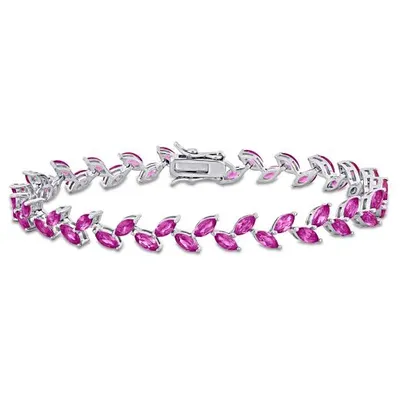 Julianna B Sterling Silver Created Pink Sapphire Bracelet 7.25