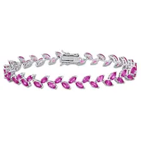 Julianna B Sterling Silver Created Pink Sapphire Bracelet 7.25