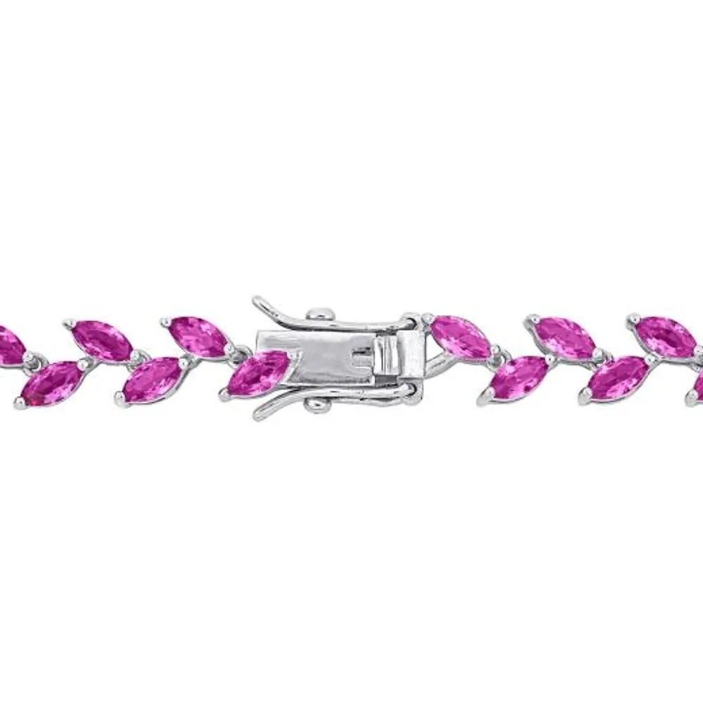 Julianna B Sterling Silver Created Pink Sapphire Bracelet 7.25