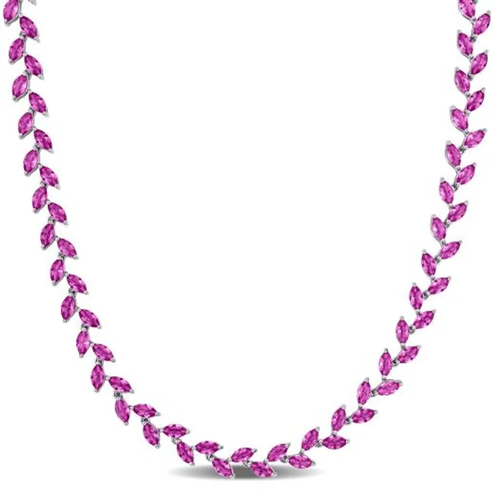 Julianna B Sterling Silver Created Pink Sapphire Necklace 17