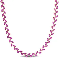 Julianna B Yellow Plated Sterling Silver Created Pink Sapphire Necklace 17