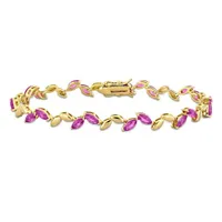 Julianna B Yellow Plated Sterling Silver Created Pink Sapphire Bracelet 7.75