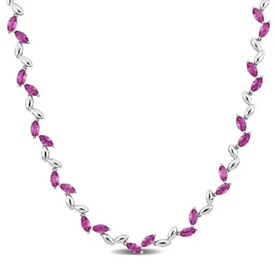 Julianna B Sterling Silver Created Pink Sapphire Necklace 17