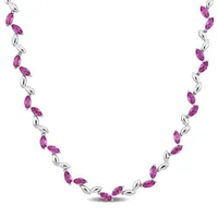 Julianna B Sterling Silver Created Pink Sapphire Necklace 17