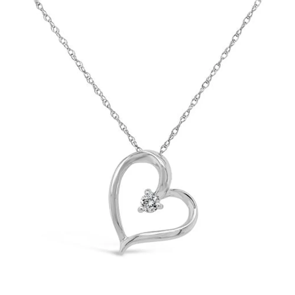 Loving Hearts 10K White Gold Diamond Heart Pendant