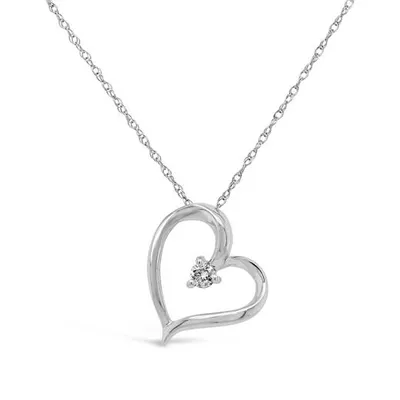 Loving Hearts 10K White Gold Diamond Heart Pendant