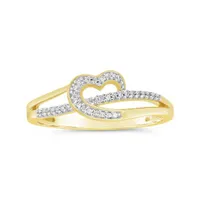 10K Yellow Gold 0.10CTW Diamond Heart Promise Ring