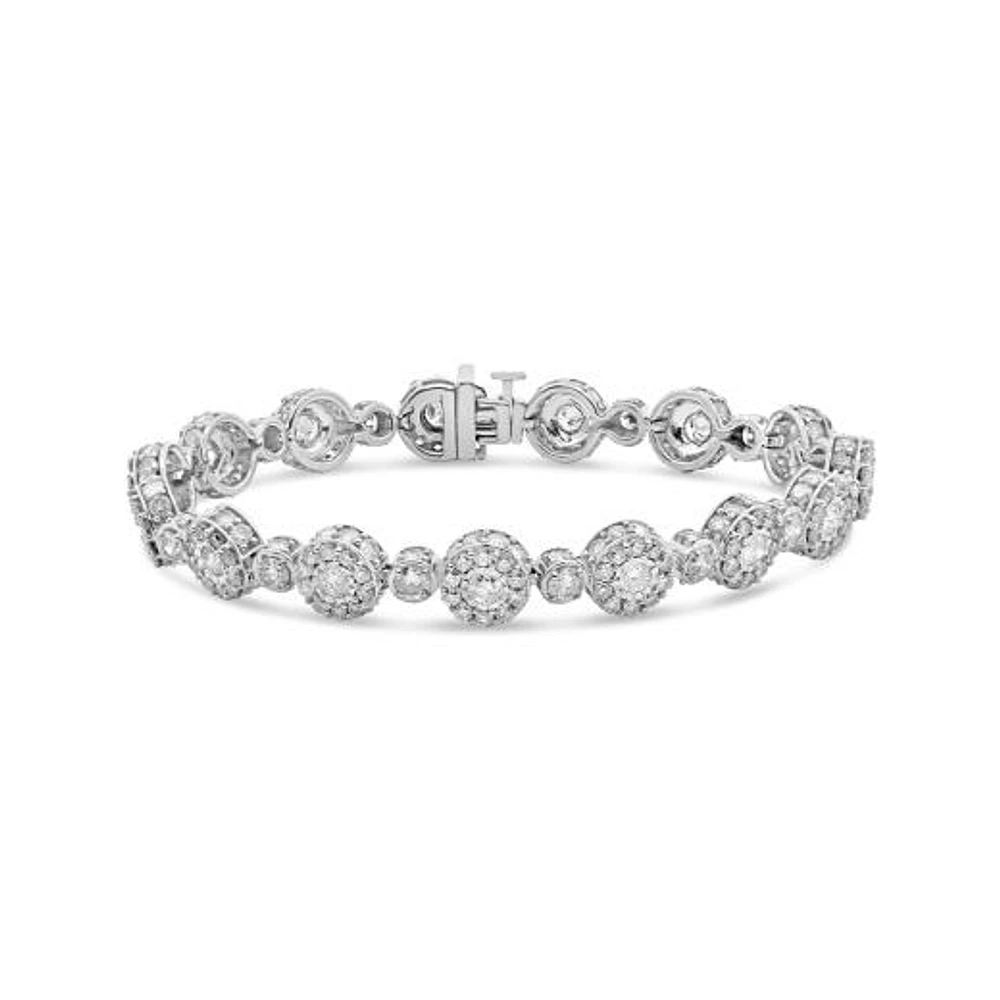 10K White Gold 10.00CTW Diamond Link Bracelet