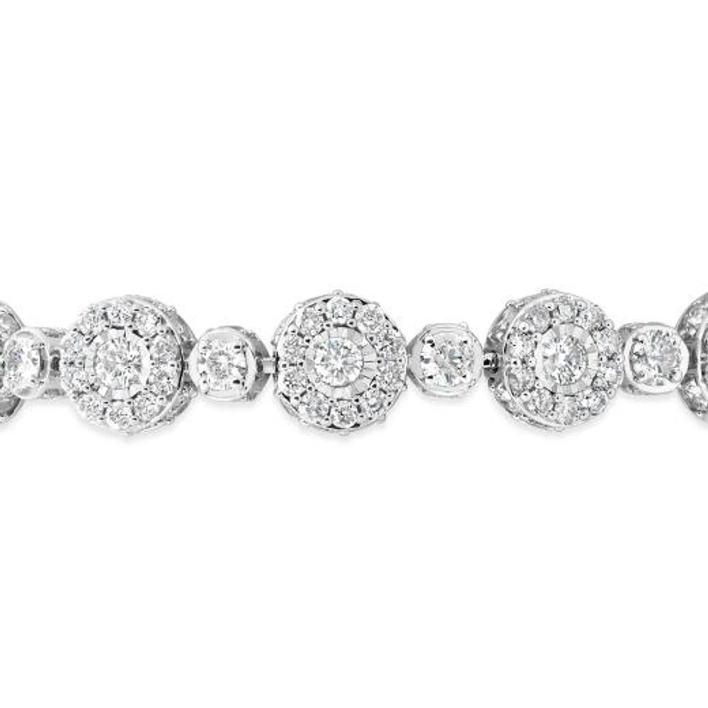 10K White Gold 10.00CTW Diamond Link Bracelet