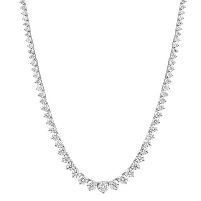 14K White Gold Lab Grown 8.00CTW Diamond Riviera Necklace