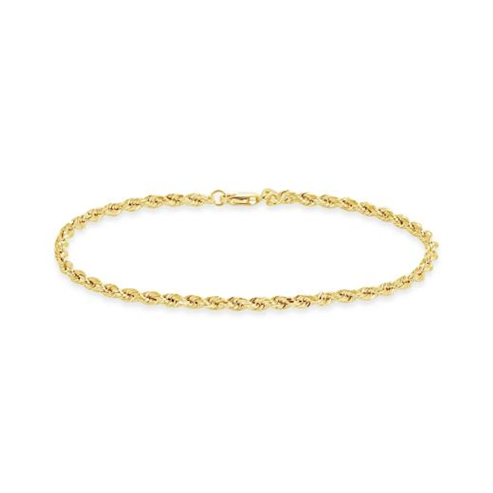 10K Yellow and White Gold 7.5" Diamond Cut Rope Chain