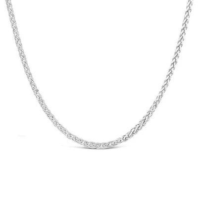 10K White Gold 18" 1.4mm Solid Square Wheat Chain