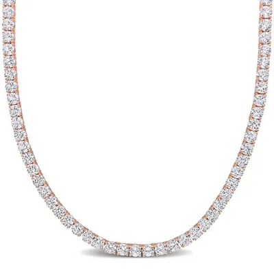 Julianna B Rose Plated Sterling Silver Created White Sapphire 17" Necklace