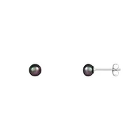Sterling Silver 4-5mm Black Freshwater Pearl Stud Earrings