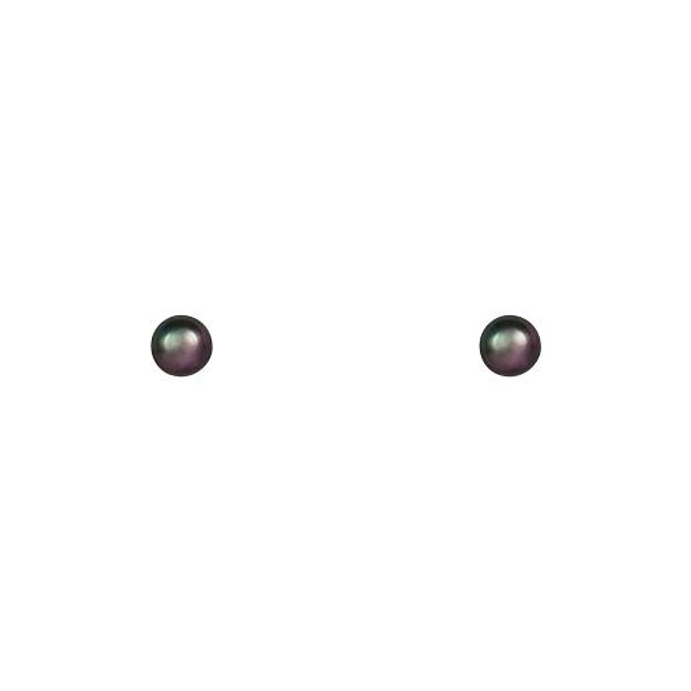 Sterling Silver 4-5mm Black Freshwater Pearl Stud Earrings