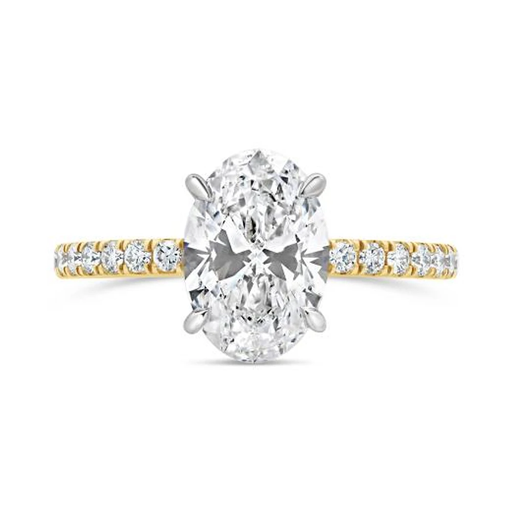 New Brilliance 14K Yellow Gold Lab Grown 2.40CTW Oval Diamond Ring