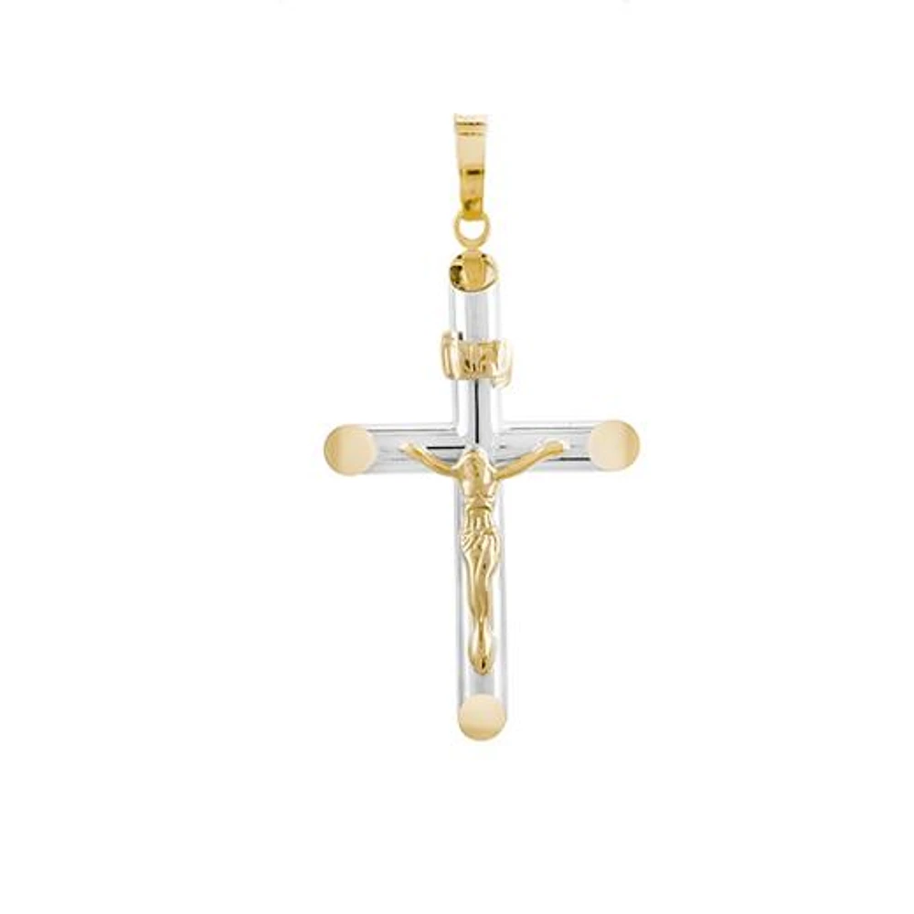 14K Yellow and White Gold Cross (Chain Not Included)