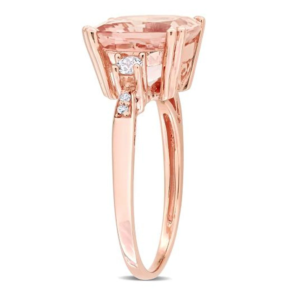 Julianna B 10K Rose Gold Morganite Created White Sapphire and Diamond Ring