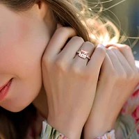 Julianna B 10K Rose Gold Morganite Created White Sapphire and Diamond Ring