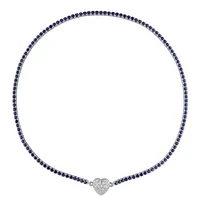 Julianna B Sterling Silver Created Blue Created Sapphire Heart 17" Necklace
