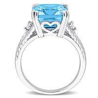 Julianna B Sterling Silver Blue and White Topaz Ring