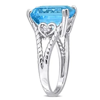 Julianna B Sterling Silver Blue and White Topaz Ring
