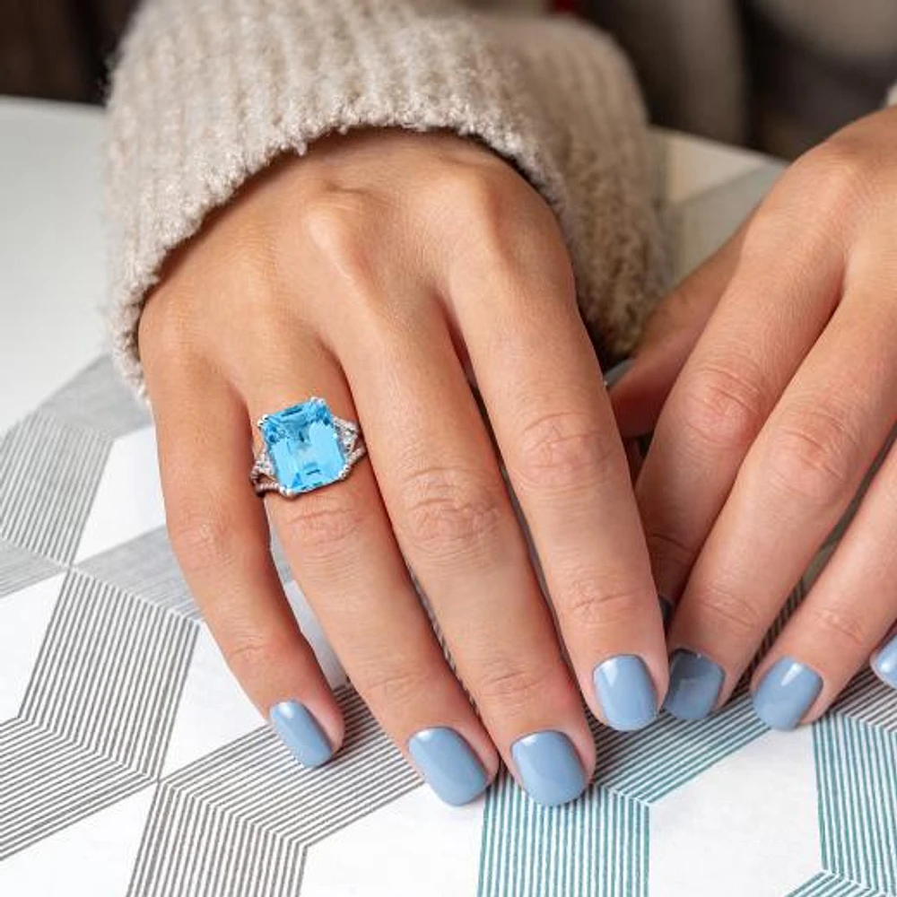 Julianna B Sterling Silver Blue and White Topaz Ring
