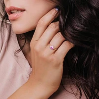 Julianna B Pink Plated Sterling Silver Created Pink Sapphire and Diamond Ring