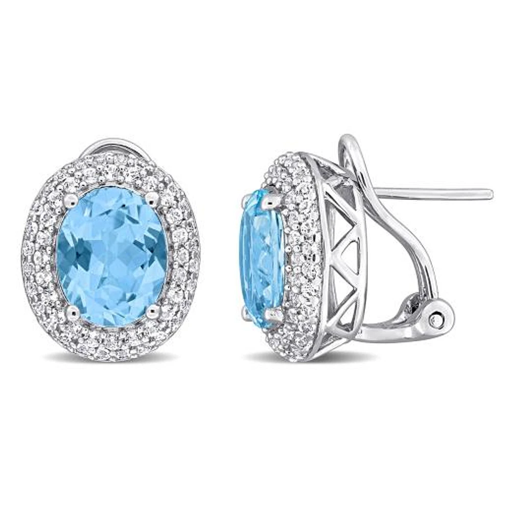 Julianna B Sterling Silver Sky Blue Topaz and White Topaz Earrings