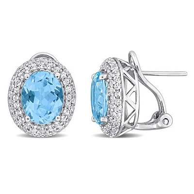 Julianna B Sterling Silver Sky Blue Topaz and White Topaz Earrings