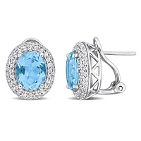 Julianna B Sterling Silver Sky Blue Topaz and White Topaz Earrings