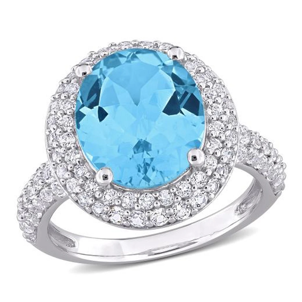 Julianna B Sterling Silver Sky Blue Topaz and White Topaz Ring