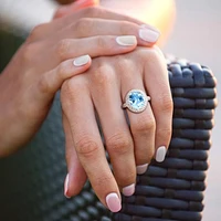 Julianna B Sterling Silver Sky Blue Topaz and White Topaz Ring