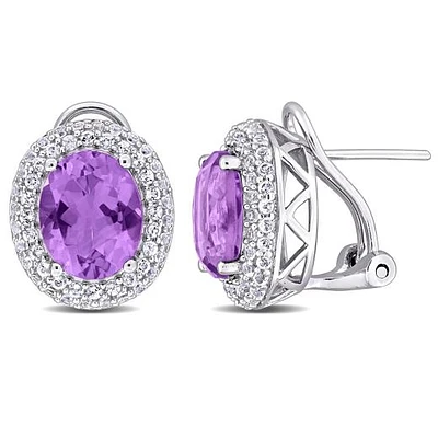 Julianna B Sterling Silver Amethyst and White Topaz Earrings