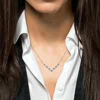 Julianna B Sterling Silver Blue Topaz and White Topaz Necklace 17" + 2" Extender