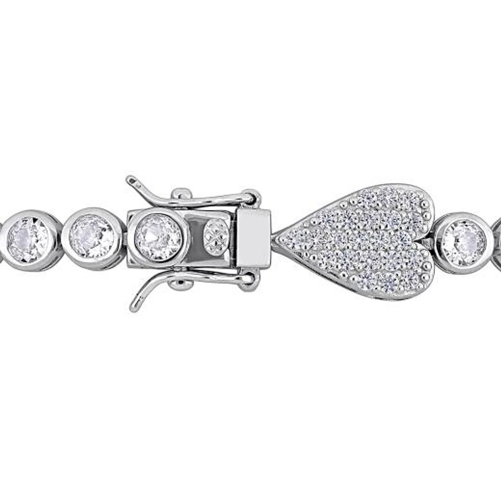 Julianna B Sterling Silver Created White Sapphire Heart Bracelet 8