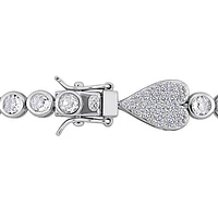 Julianna B Sterling Silver Created White Sapphire Heart Bracelet 8