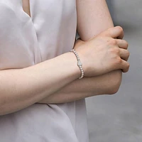 Julianna B Sterling Silver Created White Sapphire Heart Bracelet 8