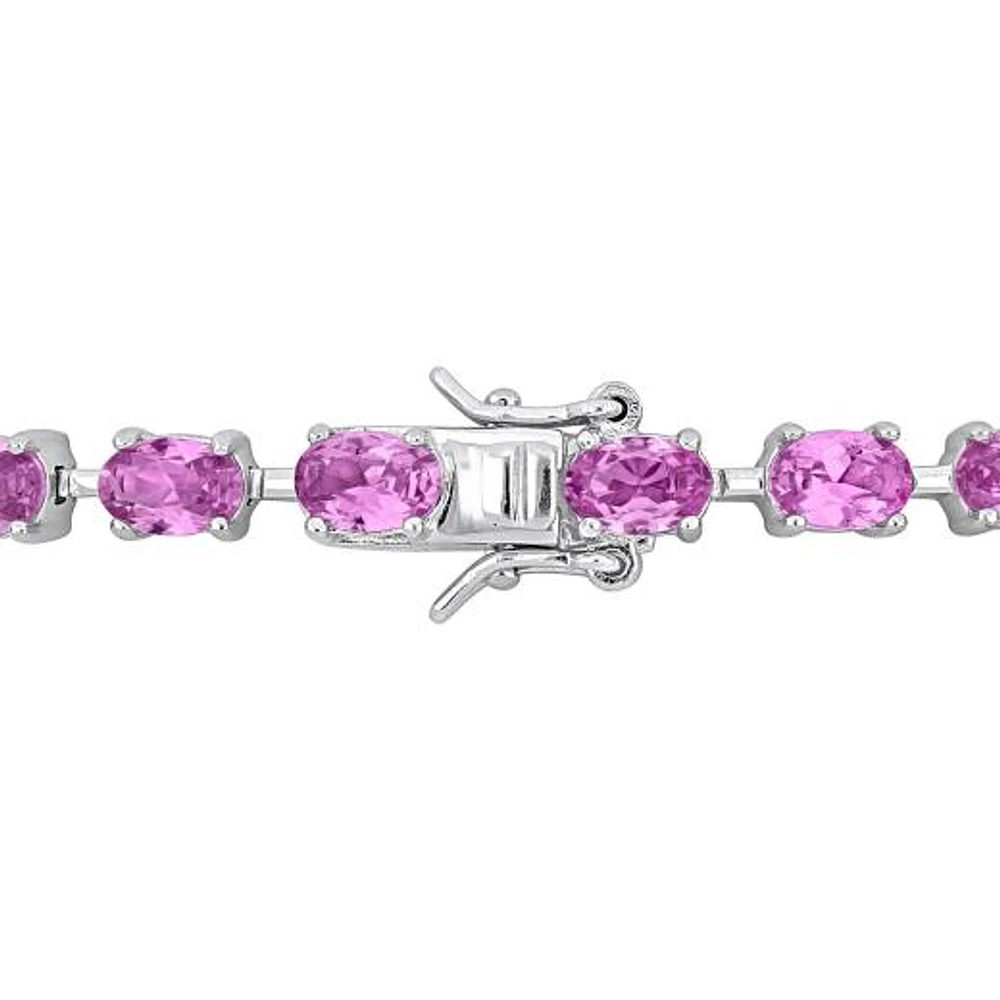 Julianna B Sterling Silver Created Pink Sapphire Bracelet 7.25