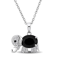 Julianna B Sterling Silver Black Spinel and White Topaz Elephant Necklace