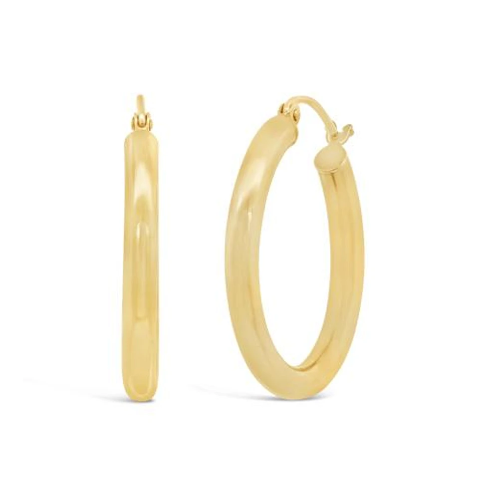 14K Yellow Gold 25mm Hoop Earrings