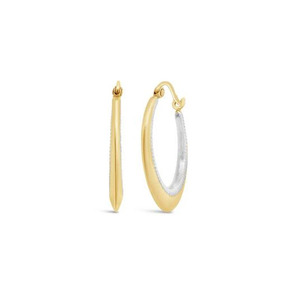 14K Yellow Gold 19mm Beaded Hoop Earrings