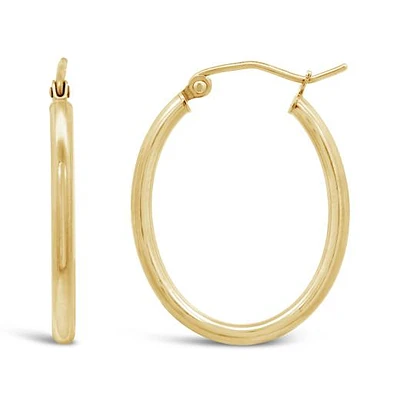 14K Yellow Gold 27mmx20mm Oval Hoop Earrings