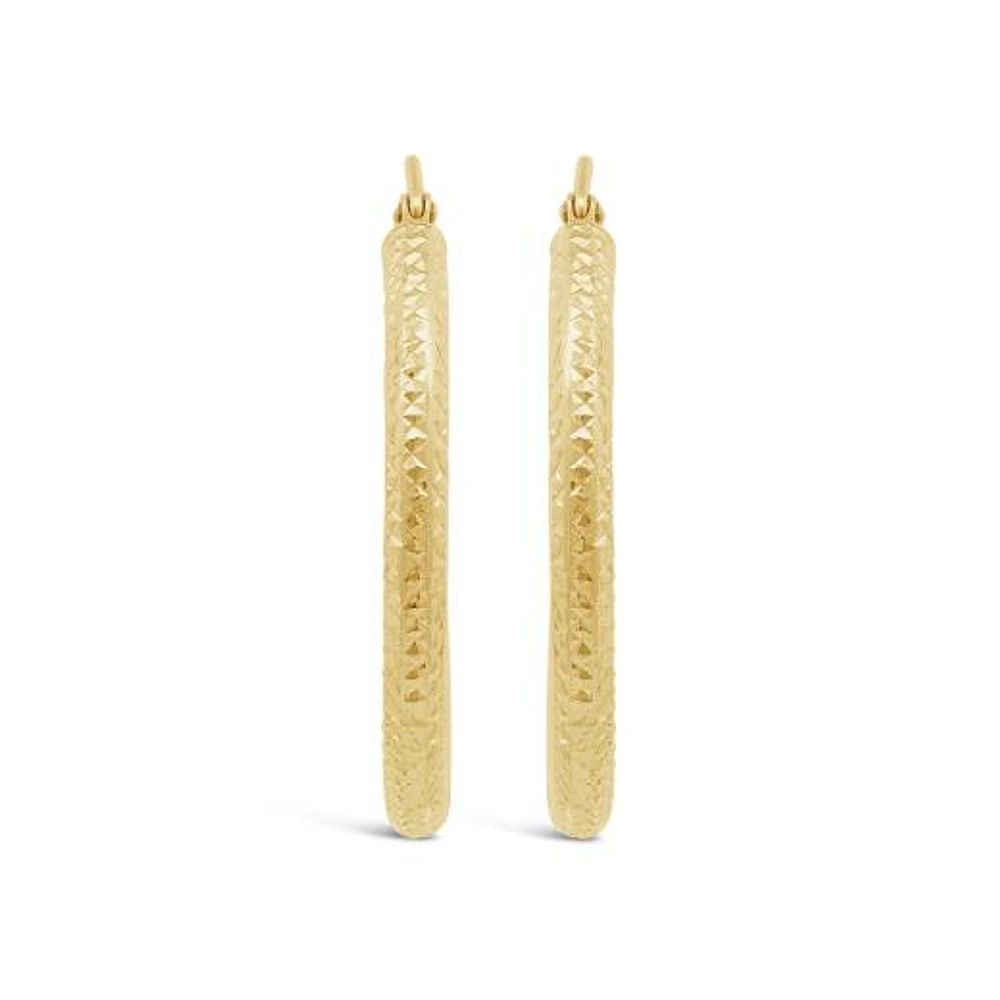 14K Yellow Gold 30mm Diamond Cut Hoop Earrings